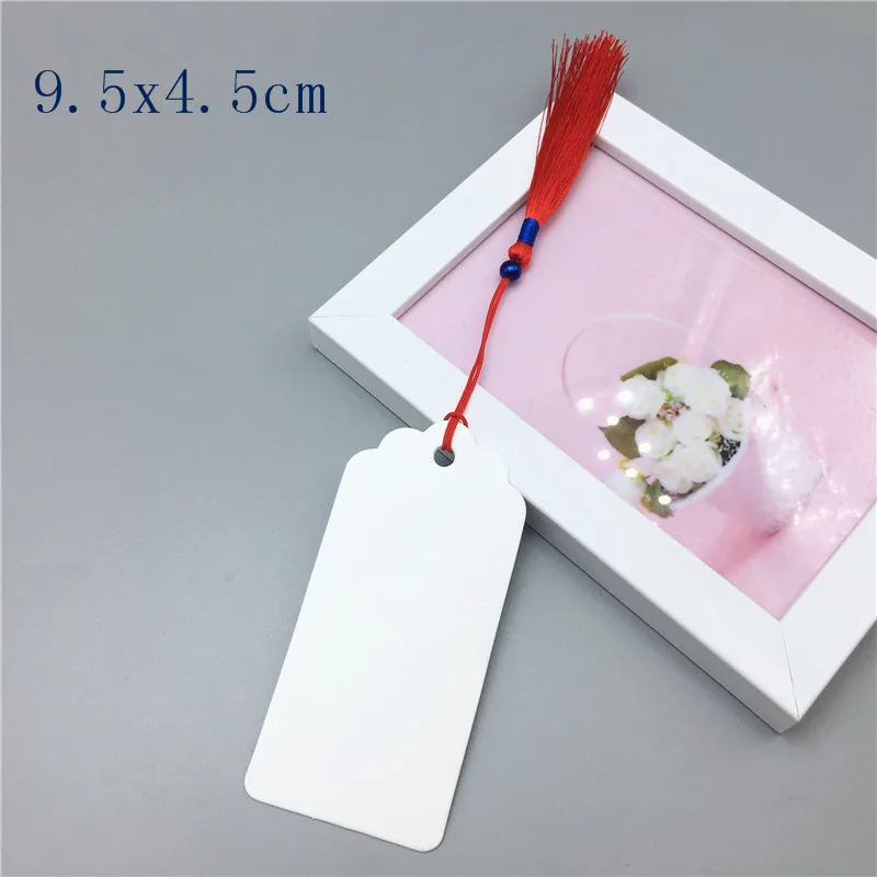 9.5x4.5cm white 12 шт крафт-бирка с классическими красными кисточками мульти-стиль пустой коричневый Картон Подарочная бирка GarPrice карта - Цвет: 9.5x4.5cm white