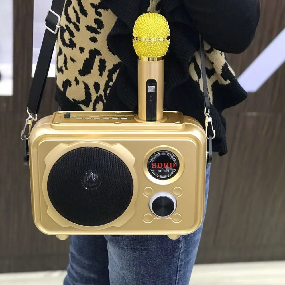 Bluetooth динамик с беспроводным микрофоном Fm радио портативный мобильный телефон караоке Набор K песня поддержка для Andirod Ios Телефон