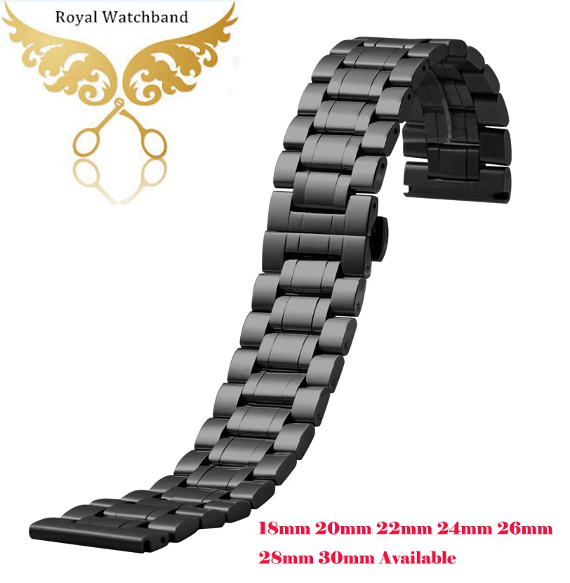 

Watch band 18mm 20mm 22mm 24mm 26mm 28mm 30mm Black Stainless Steel Mens Metal Bracelets Watch Band Strap