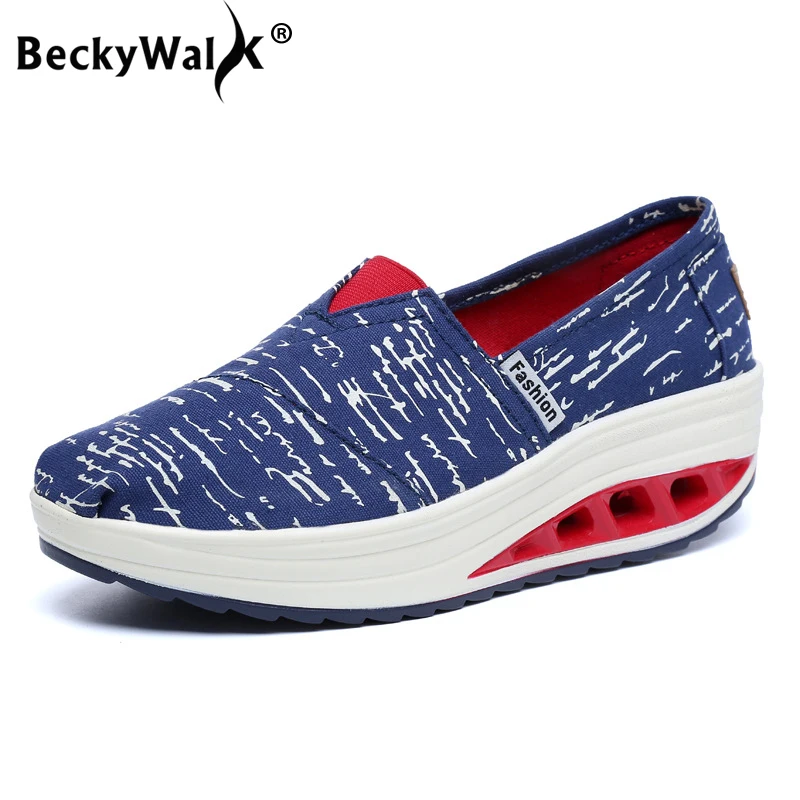 

Spring Ladies Shoes Cloth Tenis Feminino Slip On Loafers Shoes Woman Canvas Sneakers Women Wedge Platform Swing Shoes WSH3301