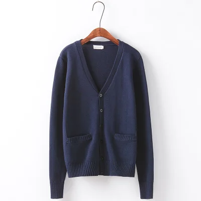 Dark blue Японский кардиган JK с длинным рукавом, свитер с v-образным вырезом для красивых милых молодых девушек, женская одежда для косплея Лолиты, зимний костюм - Цвет: Dark blue