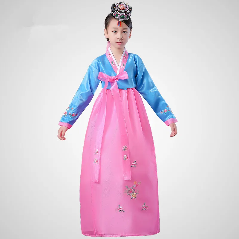 

Детская вышитая искусственная Этническая девушка Корейская одежда Hanbok детское корейское свадебное платье Восточное 18