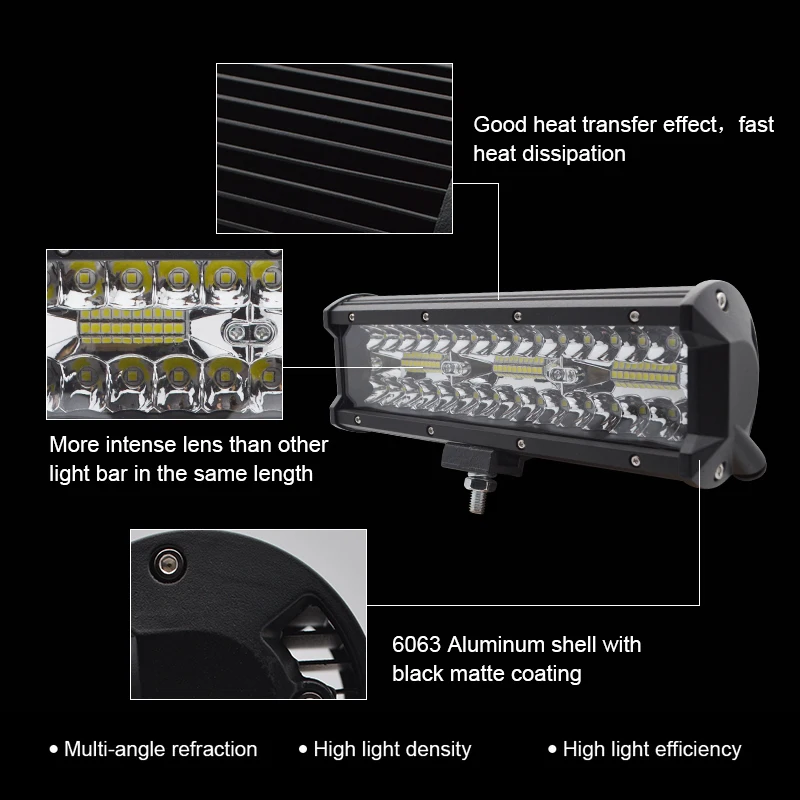 Safego 1x 9 Inch 180W 3Row OffRoad LED Work Light Auto Truck Trailer Boat Waterproof Spot Driving Lamp Car Styling Roof Lighting |