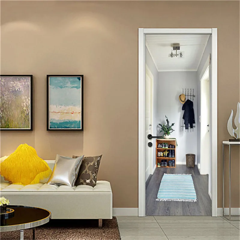 Different Style Library Door Sticker Waterproof Wallpaper On The Door Home Decoration Self Stick Wallpaper For Living Room Decal