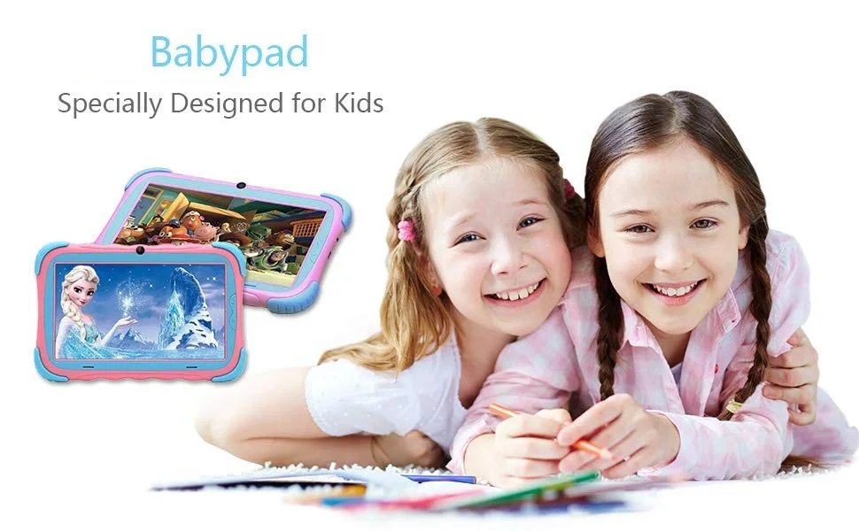 7 дюймов Android 7,1 Детские планшеты 16 Гб Babypad издание ПК с поддержкой Wi-Fi и Камера GMS Сертифицированный поддерживает детский-доказательство чехол