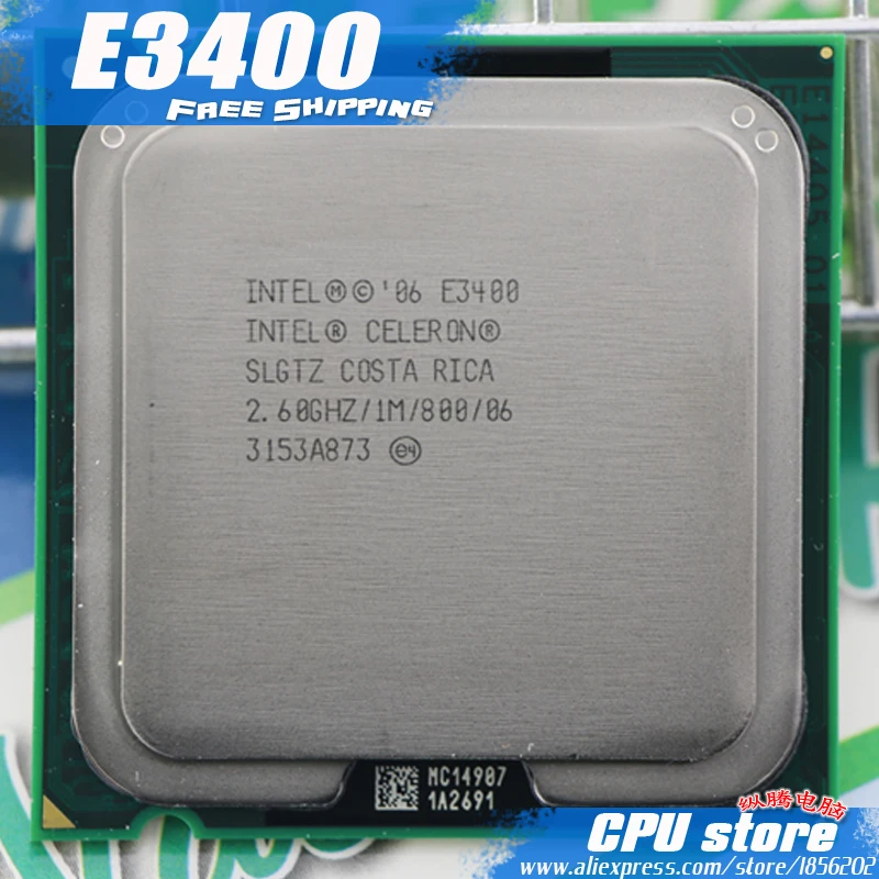 Для Intel Celeron Dual-Core E3400 cpu Processor (2 6 ГГц/1 м/800 ГГц) Socket 775 Бесплатная доставка |