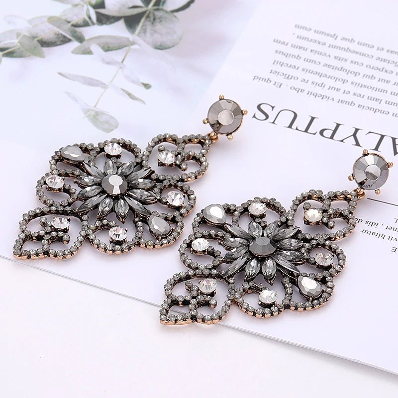 Винтажные серьги с яркими цветами и подвесками "Шарм" для женщин. Роскошные свадебные украшения в стиле моды оптом.