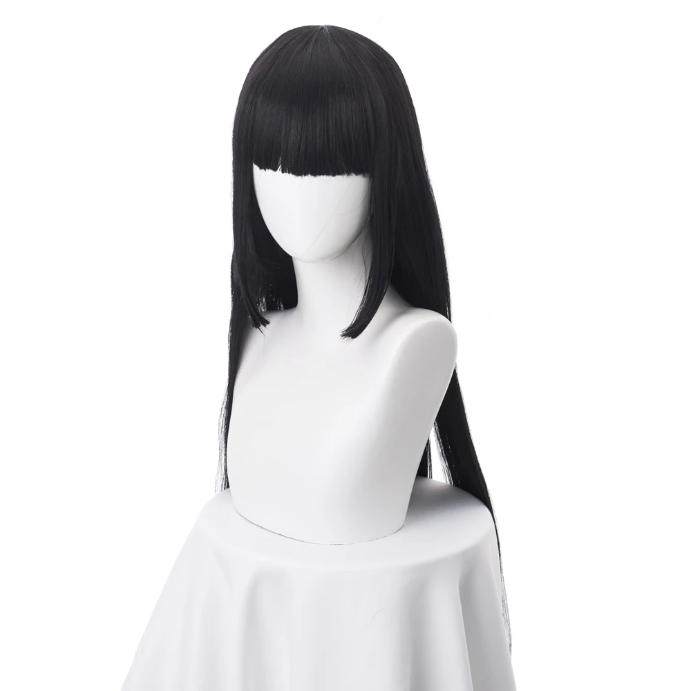 Парик для косплея Kakegurui Yumeko Jabami черные прямые термостойкие синтетические волосы