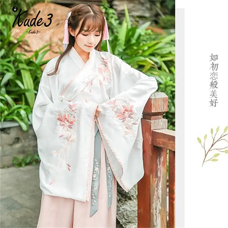 Скидка на праздник! Новая традиционная юбка Hanfu с вышивкой и большими рукавами