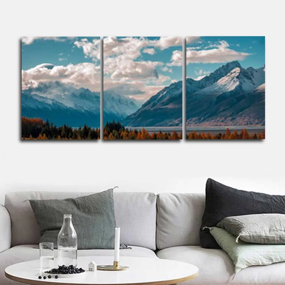 Abstract 3 Panel Natural Landscape Mountain Canvas Oil Painting Modern Wall Art Unique Gift For Living Room Home Decor Frameless | Дом и сад