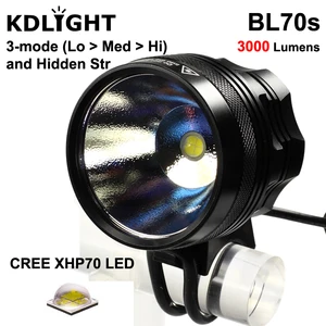 Велосипедный фонарь KDLITKER BL70s Cree XHP70.2 белыйнейтральный белыйтеплый белый, 3000 люменов, 4 режима, черный (1 шт.)