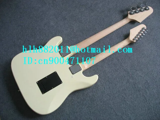 Бесплатная доставка двойной шеи электрогитара и бас с Клен Накладка в желтый +