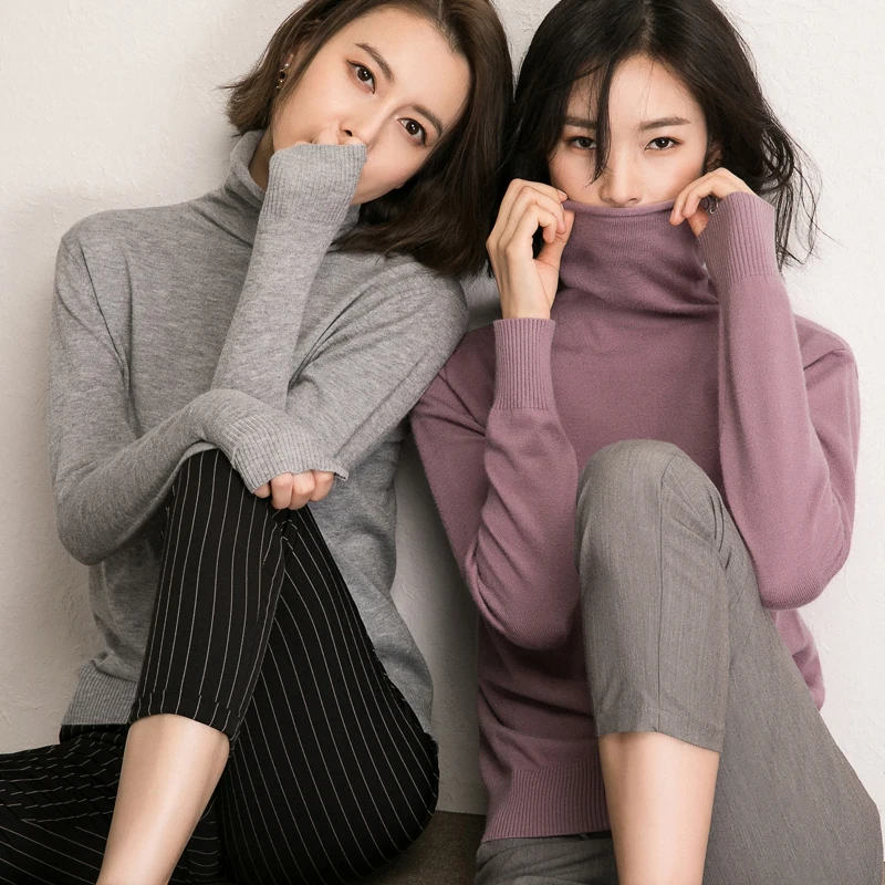 JECH Winter Warm Turtleneck Women Knitted Casual Sweaters 2018 Fashion Long Sleeve Solid Female Jumpers | Женская одежда