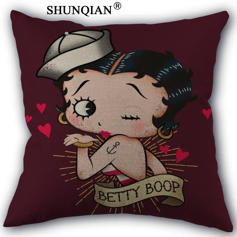 Pillow case Изготовленная на заказ Наволочка Betty Boop из хлопка, изготовление на заказ наволочка под заказ 45x45 см с одной стороны - Цвет: Pillow case
