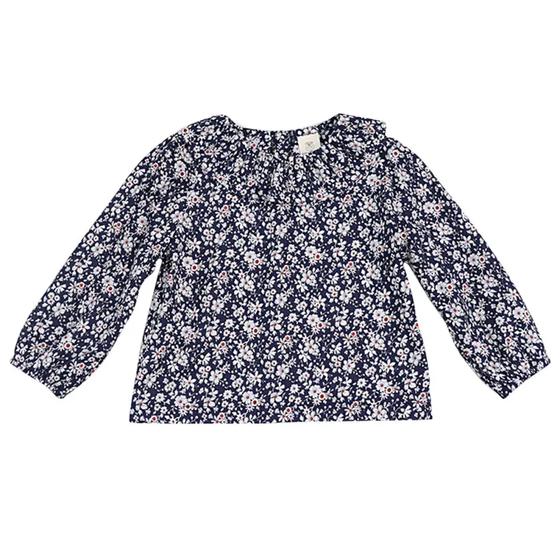 XL2013ZG Милая блузка для девочек; однотонные топы для маленьких девочек; блузка с цветочным воротником и пышными рукавами; одежда для маленьких девочек; Новинка - Цвет: XL2013ZG