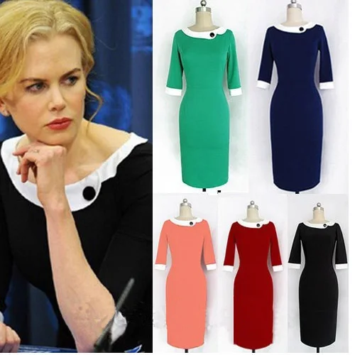 Oxiuly Прямая поставка Новинка 2017 года Топ Мода Женщины Pinup рокабилли Colorblock Bodycon