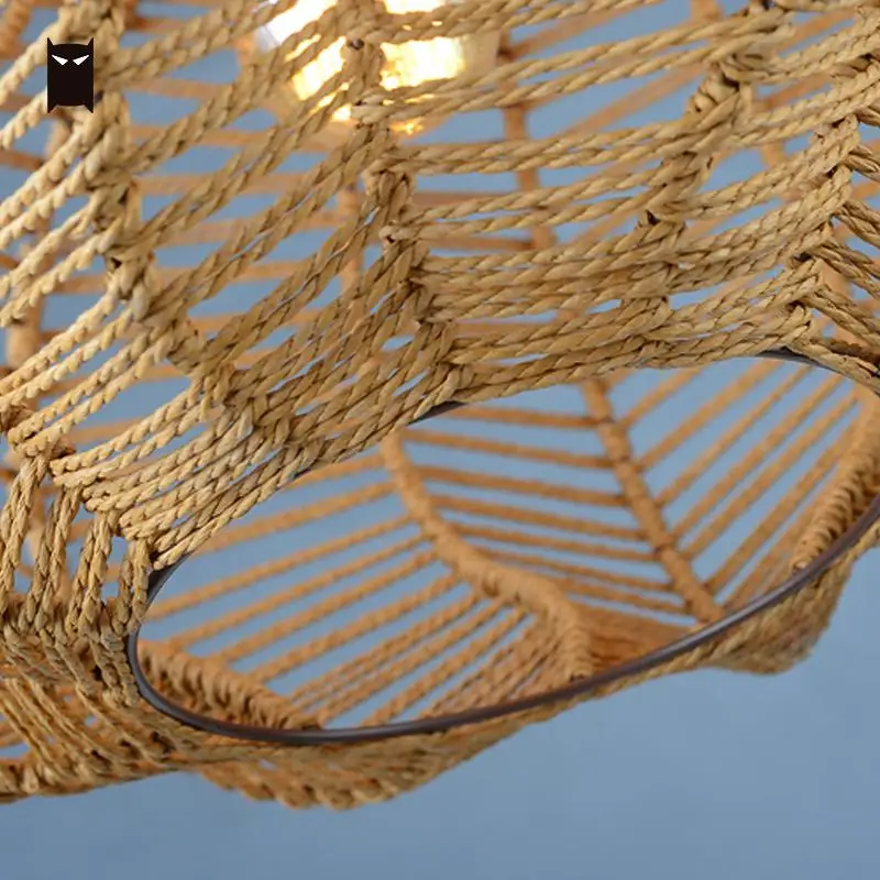 50 см ручная работа пеньковая веревка тыква абажур подвесной светильник