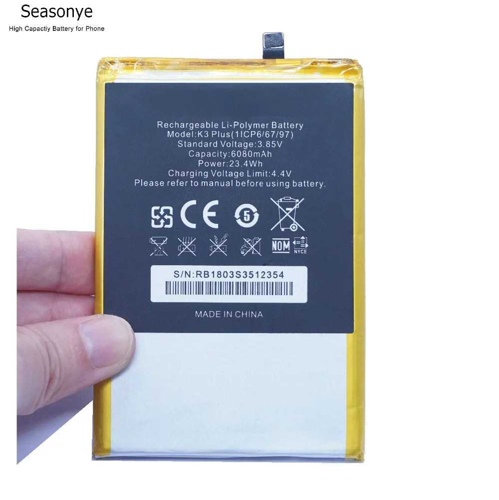 Seasonye 1x Новое поступление K3 PLUS 6080 мАч аккумулятор для телефона + отвертка