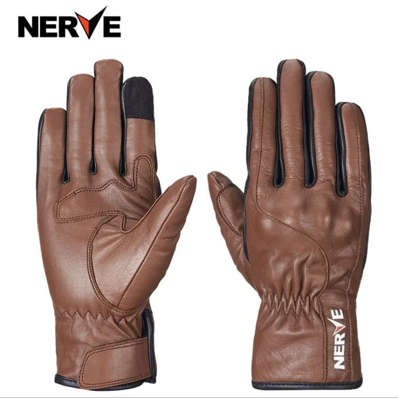 2019 New Winter warm NERVE motorcycle riding gloves leather four seasons locomotive racing retro anti-fall Motorbike glove | Автомобили и