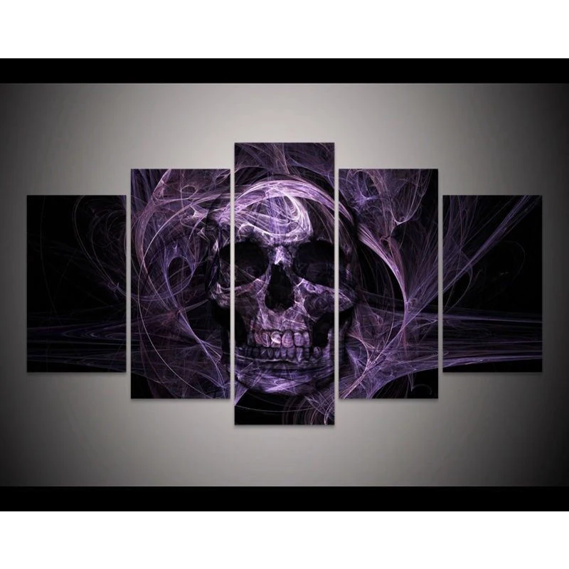 Картина в рамке ужаса с фиолетовым черепом Хэллоуина современная картина для