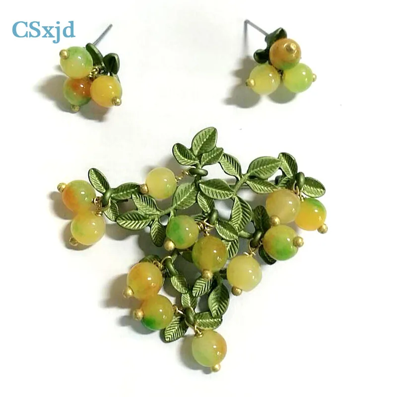 Винтажная брошь CSxjd ювелирные изделия зеленая краска желтая разноцветная