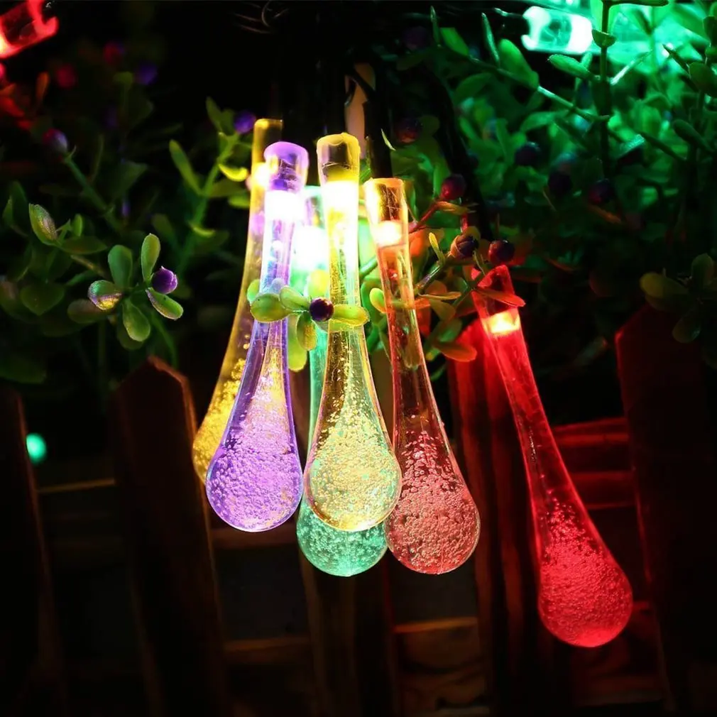 20 LED Big Water Drop Shape Colorful Solar Panel Powered String Light Home Christmas Wedding Path Party Fairy Lamp | Лампы и освещение