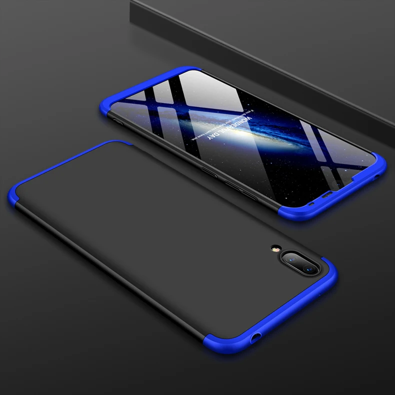 Black with Blue Huawei Y7 чехол Роскошный 360 градусов Полный Матовый каплевидный задний чехол s для huawei Y7 Pro DUB-LX1 DUB-LX2 Y7 Prime - Цвет: Black with Blue