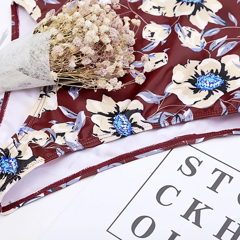 Женский купальный костюм с цветочным принтом пляжный подкладом новинка 2019 |