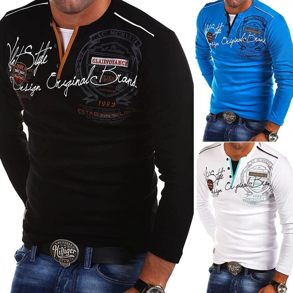 Мужская Уличная футболка ZOGAA повседневная хлопковая с длинным рукавом и принтом