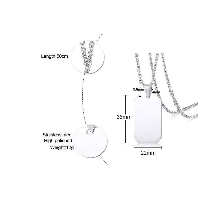 Stainless Steel Plain Dog Tag Pendant Necklace for Men Woman with 20&quot-24&quot O Chain | Украшения и аксессуары