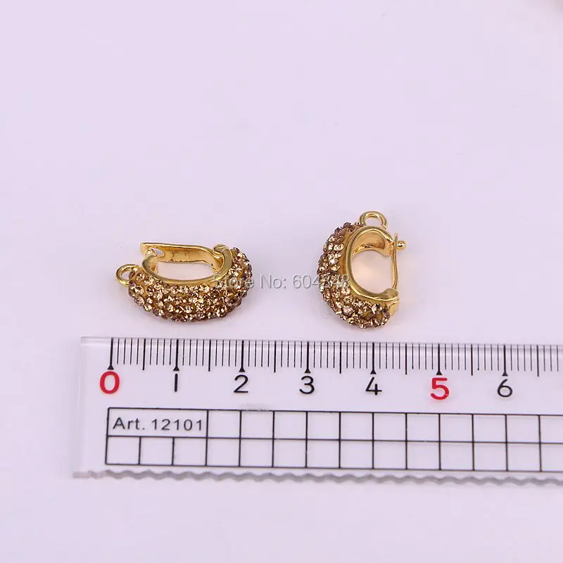 

30PCS ZYZ138-6297 Pave Crystal Rhinestone Gold / Black Dangle Beads Clasps, Pendant Bails Jewelry Findings