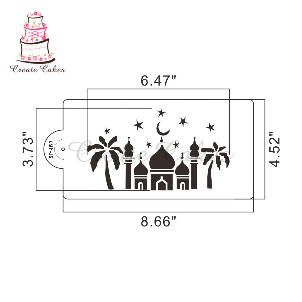 Трафарет Mubarak Eid Coco & Castle для украшения тортов и печенья пластиковый декоративный