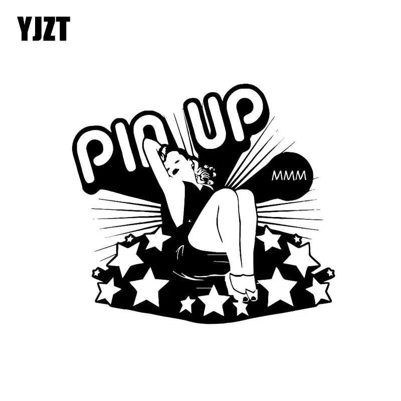YJZT 16.4*15CM Zero Defect Pin Up Sexy Lady Girl Vinyl Decal Fashion Design Car Sticker Black/Silver C20-0538 | Автомобили и