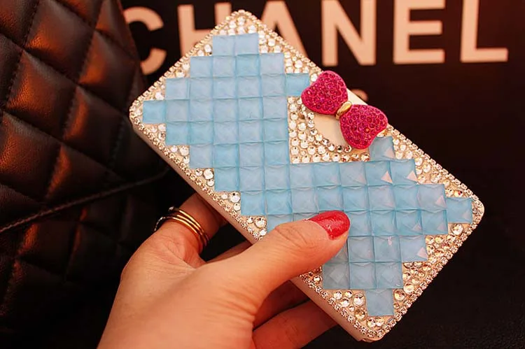 Бантом Кристалл кожа Диаманта bling coque Case Для Samsung Galaxy J7 премьер-J2 J3 J5 Премьер-S7 плюс