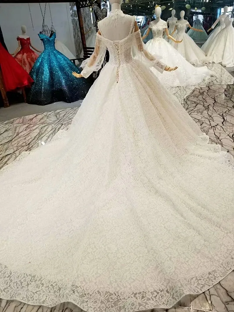 LS441100 свадебное платье на тонких бретельках с длинными рукавами длиной до пола с вырезами свадебное платье плюс размер можно настроить