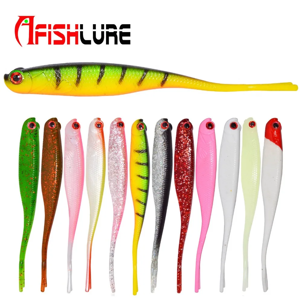 Afishlure длинный хвост мягкой рыбы 115 мм 7 г 4 шт./партия раздвоенный рыболовная