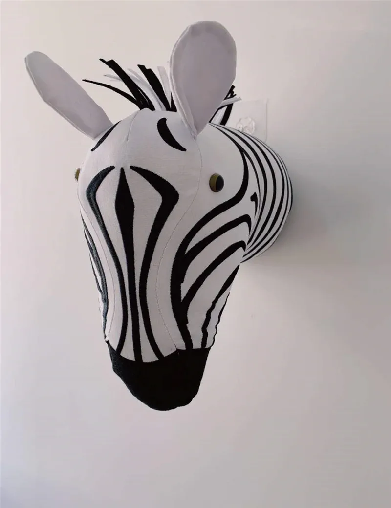 Zebra Детская 3D настенная голова животного крепление Слон/Жираф/зебра настенная детская комната животное стенные скульптуры в виде рыб - Цвет: Zebra