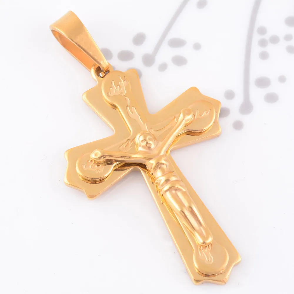 Цепочка с кулоном в виде креста из нержавеющей стали 316L 097|cross pendant gold|steel cross pendantmens
