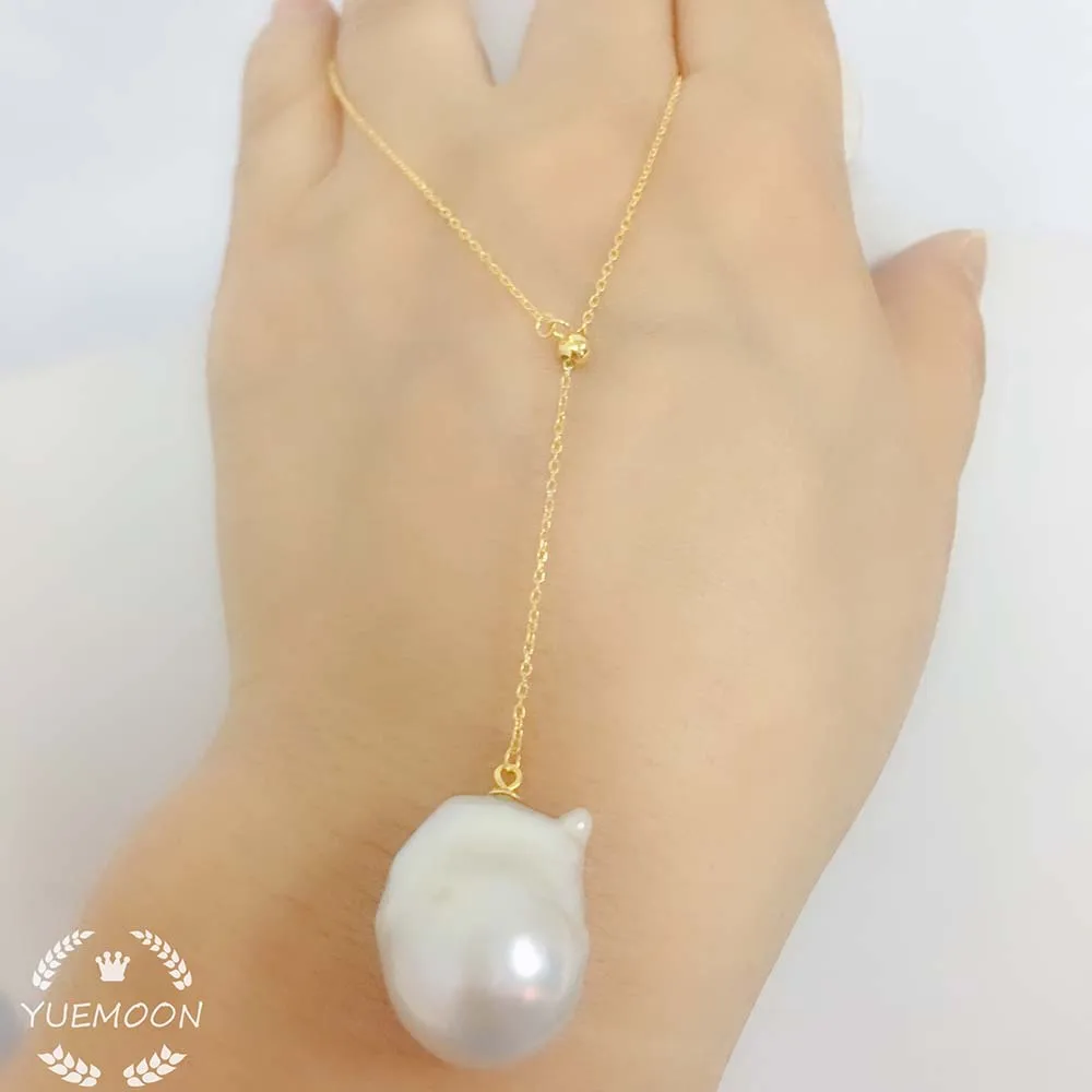 Подвеска из 100% натурального пресноводного жемчуга цепочка серебра 925 пробы 14 16 мм