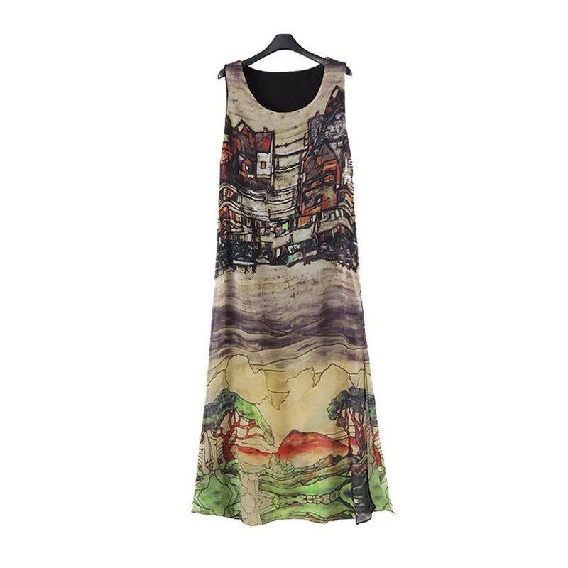 Богемное шифоновое платье в европейском стиле лето 2020 большие размеры без