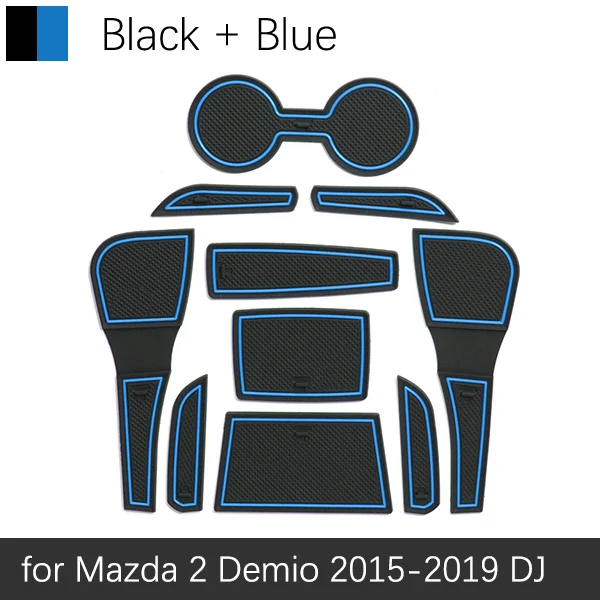 Синий Анти-скольжения затворный слот резиновый коврик коврики для Mazda 2 Demio DJ Mazda2 аксессуары наклейки для автомобиля 10 шт./компл - Название цвета: Синий