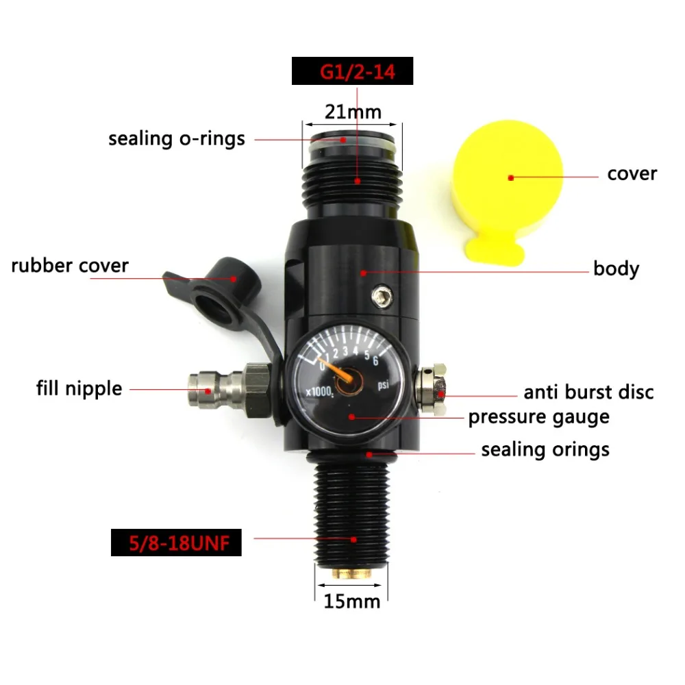 PCP Пейнтбол Airforce Scuba HPA Цилиндр Бак 0.45L 450cc воздушная бутылка 300bar 4500psi 5/8 18UNF резьба 60
