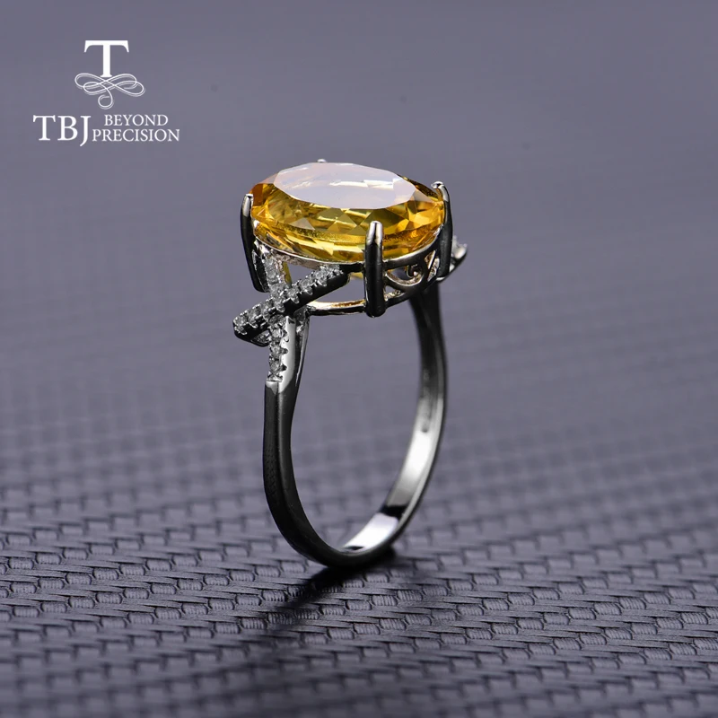 TBJ новый дизайн кольца с цитрином натуральный овальный камень 10*14 мм Стерлинговое