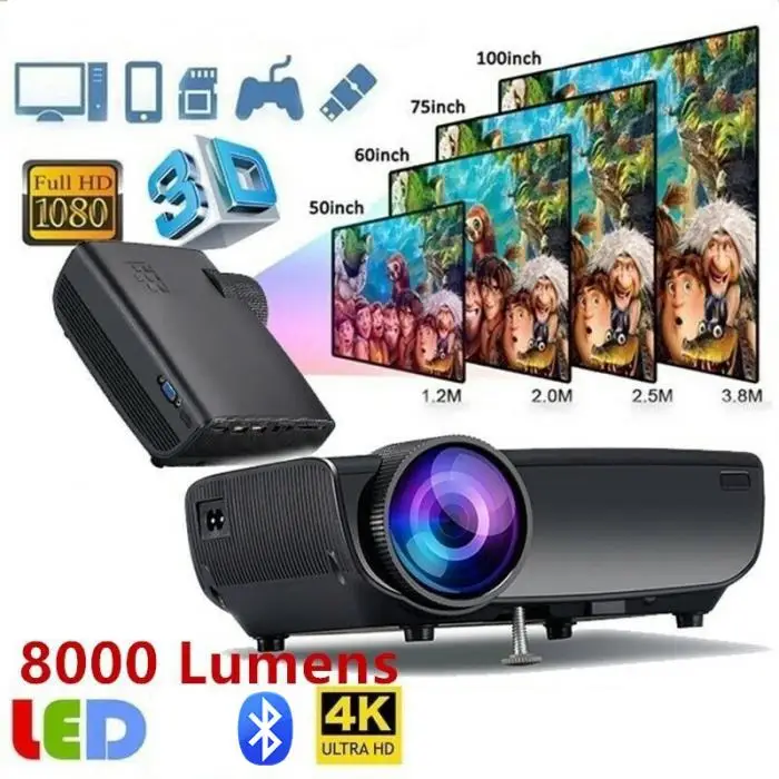 1080P 3D 4K HD светодиодный проектор для домашнего кинотеатра для Android/IOS UY8