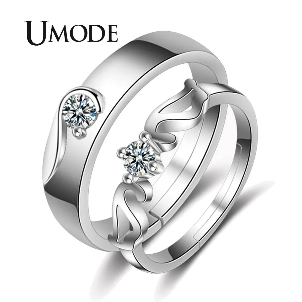 Женское кольцо манжета с фианитом UMODE Открытое прозрачным кубическим цирконием