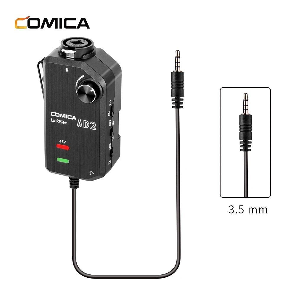 COMICA LinkFlex AD2 XLR/6 35 мм до 3 5 аудио предусилитель адаптер с фантомным питанием для