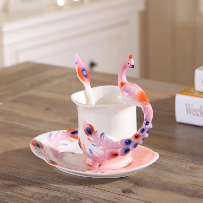 

New Arrival Peafowl Coffee Cup,Creative Ceramic Mug Tea cup for friend gift