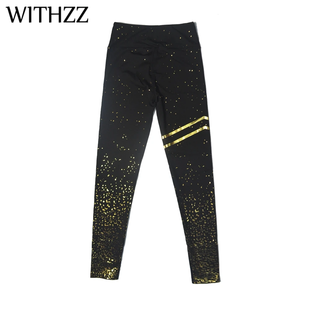 WITHZZ золотые блестящие леггинсы женские леггинсы локоть для фитнесс Леггинсы тренировки тайт спортивные Леггинсы