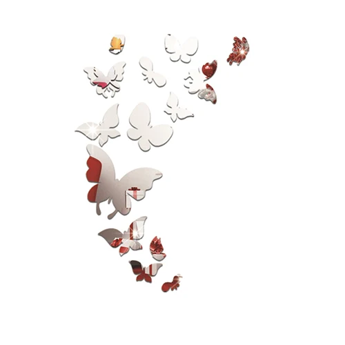 Креативные зеркальные настенные наклейки с бабочками для детской комнаты кухни