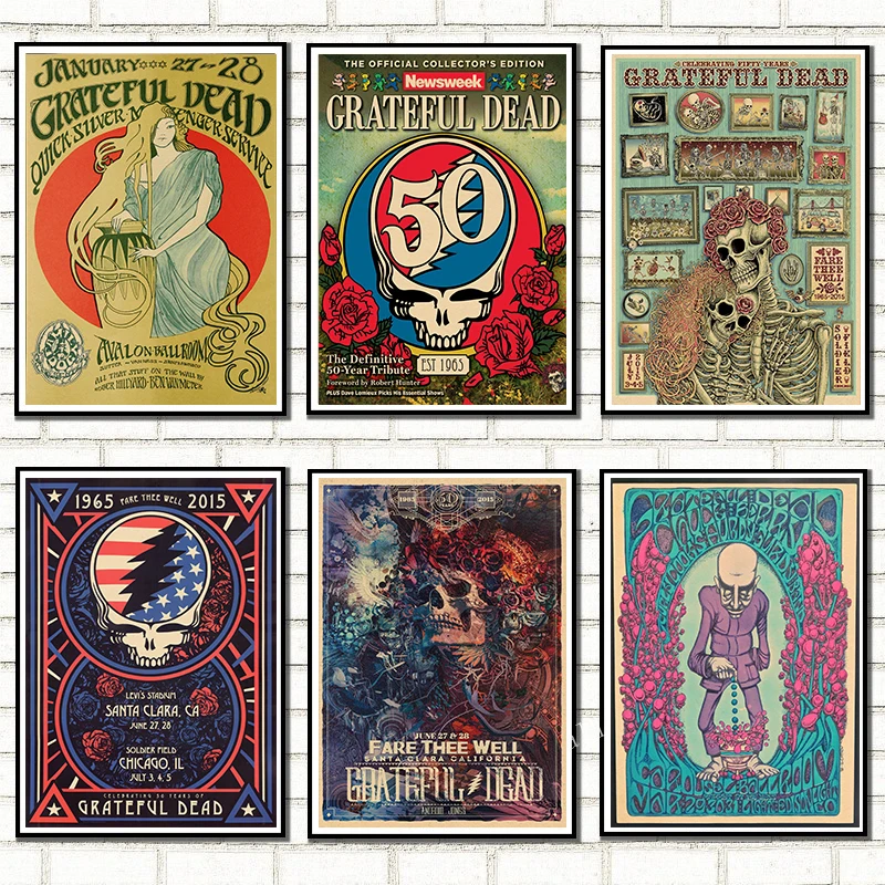 Psychedelic рок группа Grateful Dead rock постер крафт бумага для бара/кафе ретро стикер на